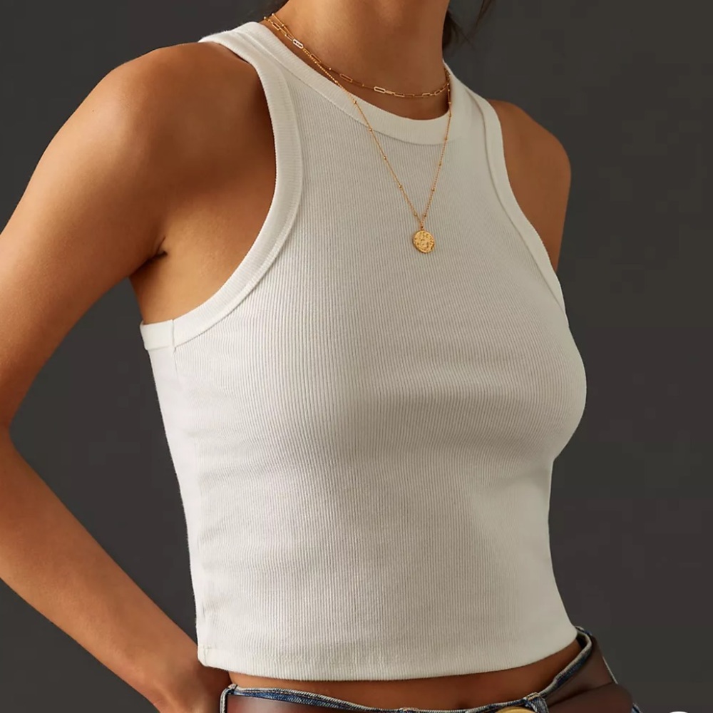 Anthropologie Ribbed Racerback Tank by Maeve; White; XS; excellent condition